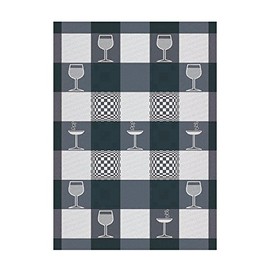 Ross Zwirn Half-Linen Tea Towel Cocktail Glasses Jacquard 50 x 70 cm Grey Blue Red (Anthracite)