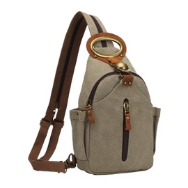 KouLi Buir Canvas Sling bag,Small Crossbody Backpack,Convertible Chest Bag Casual Daypack For Outdoor Cycling Hiking Travel (B3610-Olive Green-N)