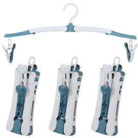 Fogman Folding Hanger Portable Hanger for Travel, Business Trips, Camping - Lightweight with 4pcs Wash Clips Set (Blue)