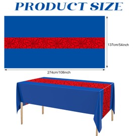 Remagr 6 Pcs 54 x 108 Inch Spider Birthday Party Tablecloth Plastic Disposable Hero Table Cover Large Plastic Rectangular Table Cover for Spider Birthday Party Decorations (Red and Blue)