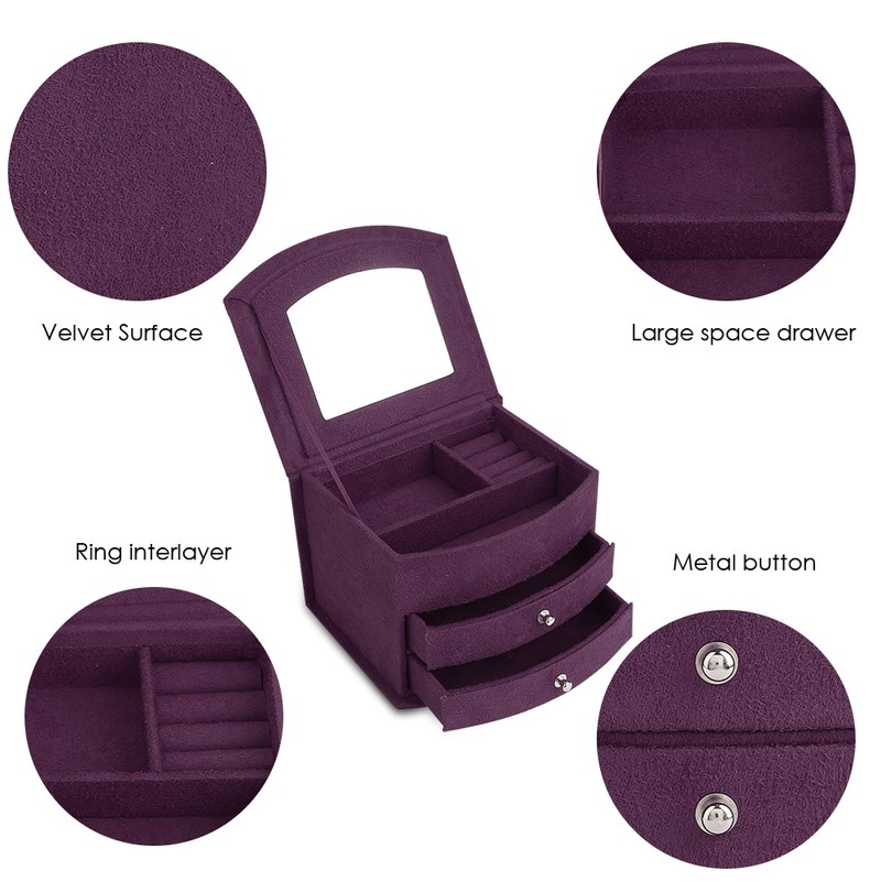 3 Layers Portable Jewelry Earrings Rings Bracelet Necklace Box Organizer