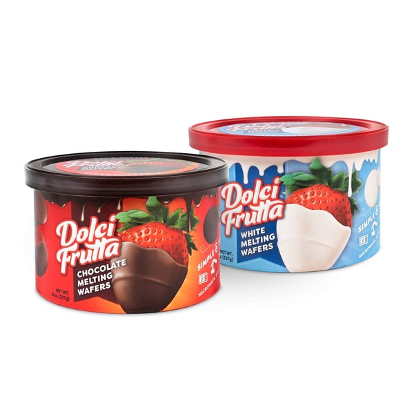 Dolci Frutta Variety Pack with Hard Chocolate Shell & White Chocolate Shell, Simply Microwave, Dip, and Done, Nut-Free, Gluten-Free, 8oz, Pack of 2