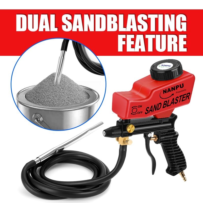 NANPU Light-Duty Air Sandblaster Gun Kit with Siphon & Gravity