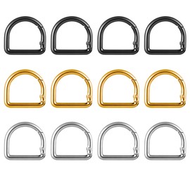 BOHUIZ 12Pcs Small D Ring Carabiner Clips, Stainless Steel Mini Carabiner Keychain Spring D Rings Hook for Dog Collars Car Keyring Backpack Clips Webbing Buckle Paracord Keyrings Purse Chain(3 Color)