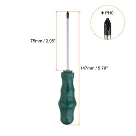 HARFINGTON 2pcs PH0 Phillips Screwdriver #0 5.8" Magnetic Screwdrivers 3" CR-V with Ergonomic Handle for DIY Repairing, Green