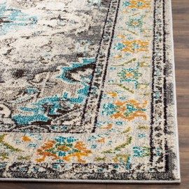 Safavieh Monaco Collection MNC243G Boho Chic Medallion Distressed Runner, 2'2" x 10' , Grey / Light Blue