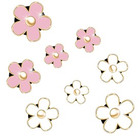 ZEACCT 8 Pcs Daisy Flower Air Vent Clips, Car Air Freshener, Metal, Pink, White