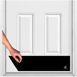 Deck the Door Decor | Magnetic Rubber Door Kick Plate for Steel Doors - UV Printed Faux Satin Metal Finish - Multiple Sizes (8x34", Faux Satin Black)