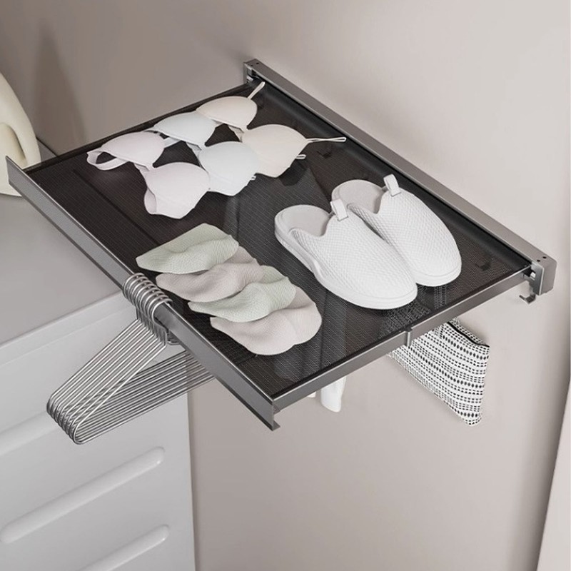 Balcony Clothes Drying Rack Wall Mounted with Mesh Surface Collapsible