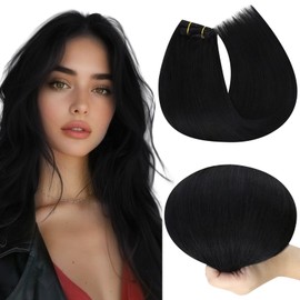 Vivien Jet Black Clip in Hair Extensions Real Human Hair Clip in Extensions Black Clip in Human Hair Extensions for Black Women 12 Inch 70 Grams 5pcs #1