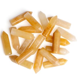 GUJOXILA 10 Pieces Yellow Aventurine Gemstones Crystals Sets Healing Crystal Stone Crystal Column Towers Hexagonal Point Rods Meditation Energy Bulk Hexagonal Dots Reiki Palm Stone