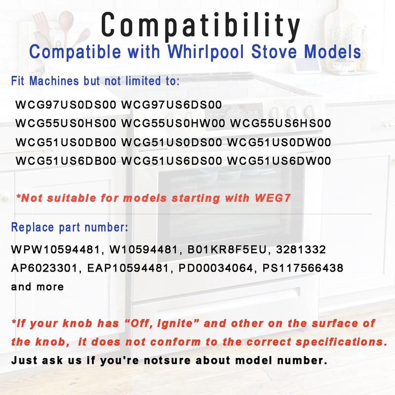 (2025 Upgraded) W10594481 Gas Stove Knobs Replacement for Whirlpool Range/Oven–Stainless