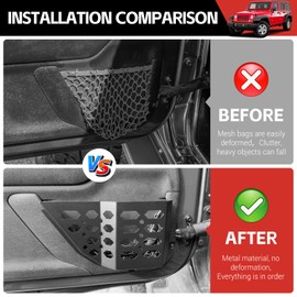 Utiiy Upgraded Metal Front Door Storage Box Pockets for 2007-2018 Jeep Wrangler JK JKU 2/4 Door Insert Door Bags Molle Panel Organizer for Jeep Wrangler JK Interior Accessories 2PCS(Front, for JK)