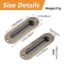MOROBOR 2 Pieces Built-in Cabinet Door Handles Bronze Stainless Steel Elliptical Handle with Screws Retro Pull Handle for Wardrobe Drawer Flush Sliding Door 120mm