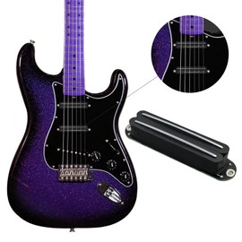 Phrilam Pro ST LA Ceramic Dual Single Coil Sized Mini Humbucker Pickup 6.1K Super Distortion for Strat Style Electric Guitar, Black Body Chrome Rail