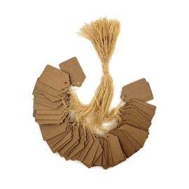 100 pcs Kraft Gift Marking Tags Price Labels Display Tags Strung for Crafts & Gifts. Personalize & Price Your Merchandise (1 1/8" x 1 3/4")