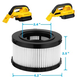 (4-Pack) DC5151H HEPA Filter Replacement Compatible with DEWALT Wet Dry Vacuum DC515 DCV517 DCV517B-with 1-Cleaning Brushes by Beilan