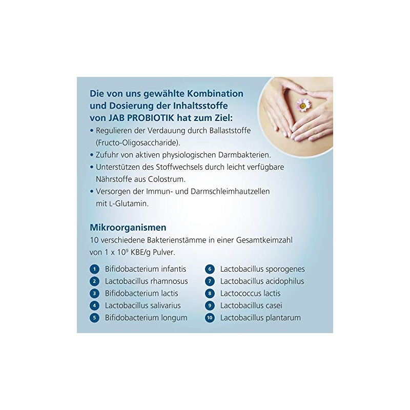 JAB biopharma Probiotics, high dose with 10 active bacterial cultures,