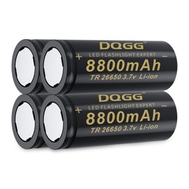 ABCTOY 26650 Rechargeable Battery 3.7Volt Large Capacity 8800mAh 4 Pack Flat Top Batteries for Flashlight Headlamp
