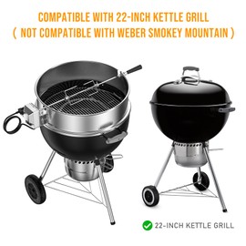 Charkettle Stainless Steel Rotisserie Ring Kit for 21 1/2–22 1/2 inch Outer Diameter Charcoal Kettle Grills, Compatible with Weber 2290 and Other Models