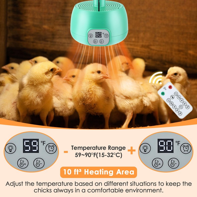 Gulfmew 1 Pack Chicken Coop Heater with Remote Control, Timing