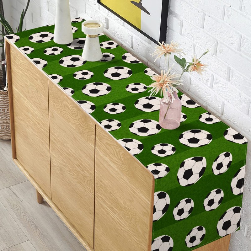 Pudodo Soccer Table Runner Sport Baby Shower Tablecloth Soccer Theme