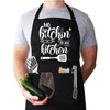 Qoibraze Funny Cooking Apron, Black Chef Aprons with Adjustable Neck