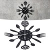 Black Kitchen Wall Clock Removable Modern Cutlery Kitchen Spoon Fork