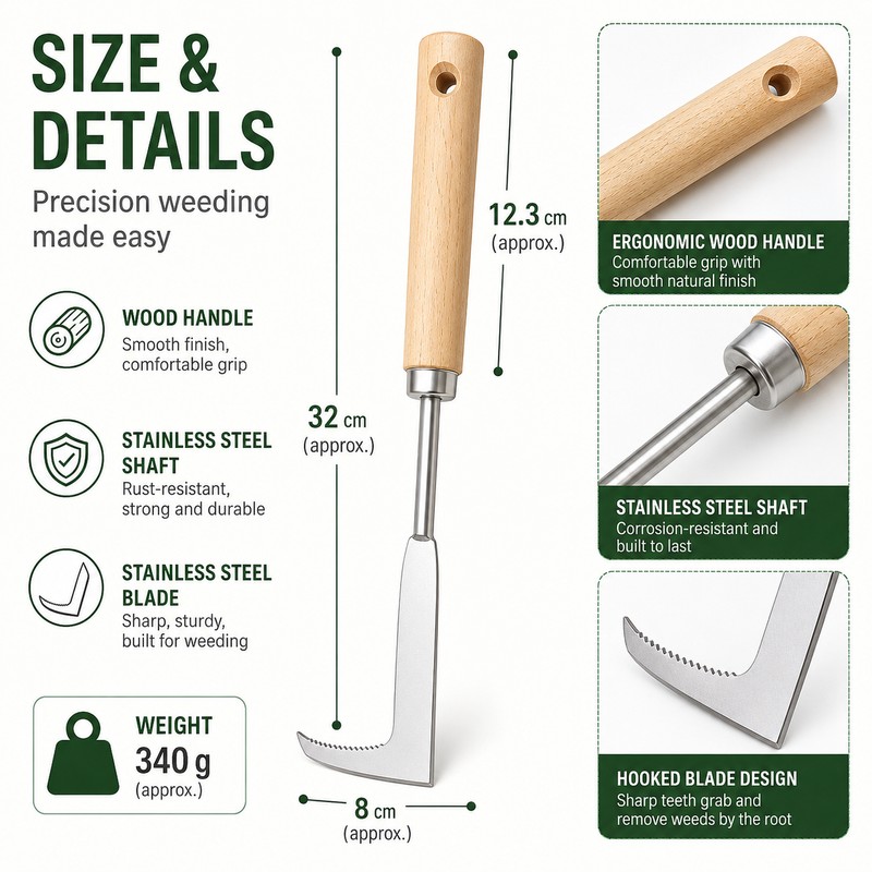 Handheld Crack Weeder Tool for Garden Work – Stainless Steel