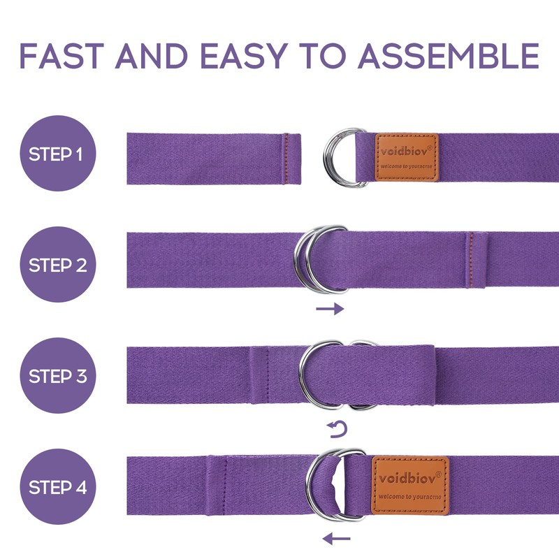 voidbiov D-Ring Buckle Yoga Strap 1.85 or 2.5M, Durable Cotton