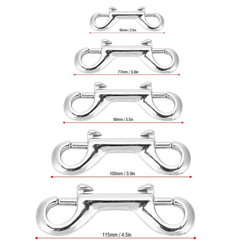 Double Carabiner, Double-Sided Carabiner Hook, Silver Durable Stainless Steel, Double-Sided