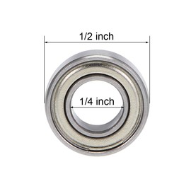 sourcing map 10x Double Shielded Deep Groove Ball Bearings Z2 1/4 Inch x 1/2 Inch x 3/16 Inch Chrome Steel