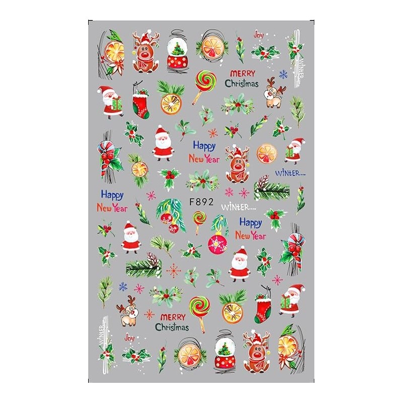 Package includes: 10 pieces Christmas nail stickers, multiple Christmas elements