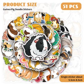 Kabwea Pack of 51 Guinea Pig Stickers, Cute Stickers, Capybara Stickers