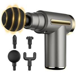 cotsoco Mini Handheld Massage Gun, Deep Tissue with 6 Speeds, Cordless Muscle Massager with 4 Heads,Type-C Charging, Travel Size, Best Gifts