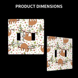 Moslion Brown Sloth 2-Gang Toggle Wall Plate Cute Animal Tree Branch Pink Flower Leaf Light Switch Covers for Kitchen Bathroom Men Women, LIGHTING-01