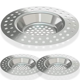 FIX-IT Stainless Steel Kitchen Sink Strainer Plug: Hair Catcher & Drain Filter - 75mm Diameter, Ideal for Kitchen and Bathroom Sinks, Bathtubs, and Showers (Pack of 3)