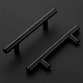 Ravinte 15 Pack Kitchen Cupboard Handles Black Cupboard Handles 96mm Hole Center T Bar Kitchen Handles Pulls for Cabinets and Drawers