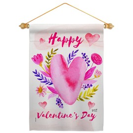 Angeleno Heritage Bouquet Garden Flag Set Wood Dowel Springtime Valentine Happy Heart Couple Romantic February Holiday Love House Decoration Banner Small Yard Gift Double-Sided, Made in USA