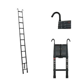 Telescopic Ladder with Non-Slip Rubber Feet, Aluminum Extension Ladder with Locking Mechanism, Heavy Duty 150kg Max Collapsible Ladder, Multipurpose Industrial Ladder for Home RV Loft, 3.2M/10.5FT