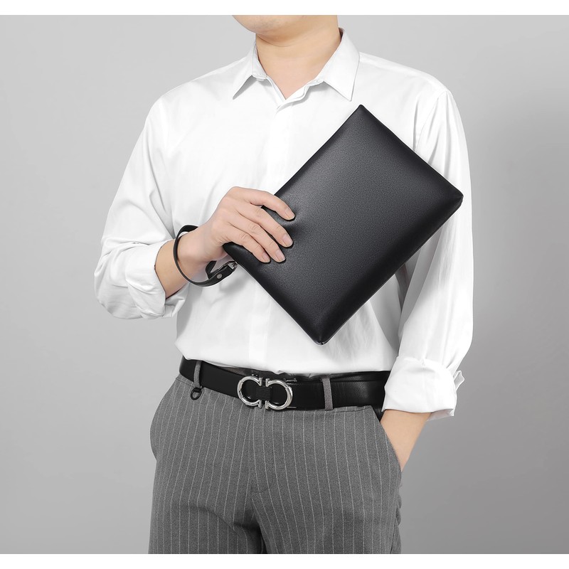 FSD.WG Clutch Bag for Men, Leather Second Bag, Handbag, Small,