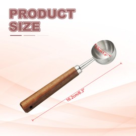 uxcell Coffee Measuring Spoon, 4" x 0.7" 15ml Stainless Steel Coffee Scoop with Wood Handle for Ground Coffee or Loose Leaf Tea Silver