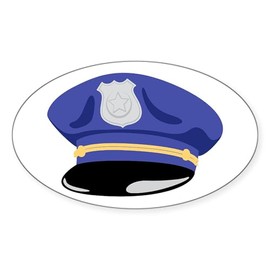 CafePress Police Hat Sticker Oval Car Bumper Sticker