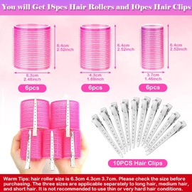 Hiving Hair Curlers Rollers with Clips, 28 Pcs Self Grip Rollers Set for Volume and Curls - 6.3cm, 4.3cm, 3.7cm for Long, Medium, Short, Thick Hair, Bangs, and Salon Hair Styling