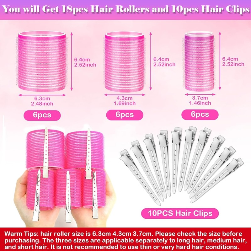 Hiving Hair Curlers Rollers with Clips, 28 Pcs Self Grip