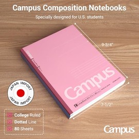 KOKUYO Cuadernos de Composición, Paquete de 3 Campus 9-3/4" x 7-1/2" Cuaderno de Composición con Rayado Universitario, 80 Hojas, Cuaderno Escolar Raya