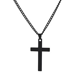 Classic Cross Pendant Chain Necklace Bling Rhinestone Crystal Cross Pendant Necklace For Woman Mens Party Gifts Jewelry-C Black