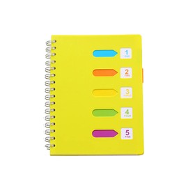 120 Sheets A5 Wirebound Notebook, 8.2x5.7 Inch Hardcover Spiral Notebook Lined with Divider for Office or School - Yellow