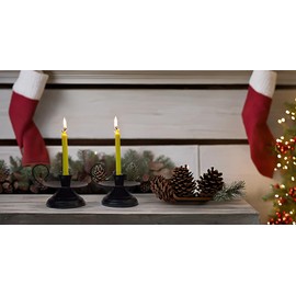 Matte Black Iron Candle Holder with Handle 2 Pcs Taper Candle Sticks Holder Decor Farmhouse Home Wedding Party Dinning Table Centerpiece (Set Of 2) (Loop Handle Small, Black, 3.5 Inch)