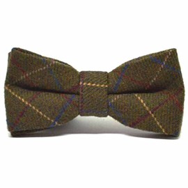 King & Priory Heritage Check Bow Tie in Fern Green, gray